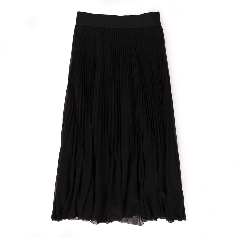 Aritzia Black Pleated Midi Skirt
